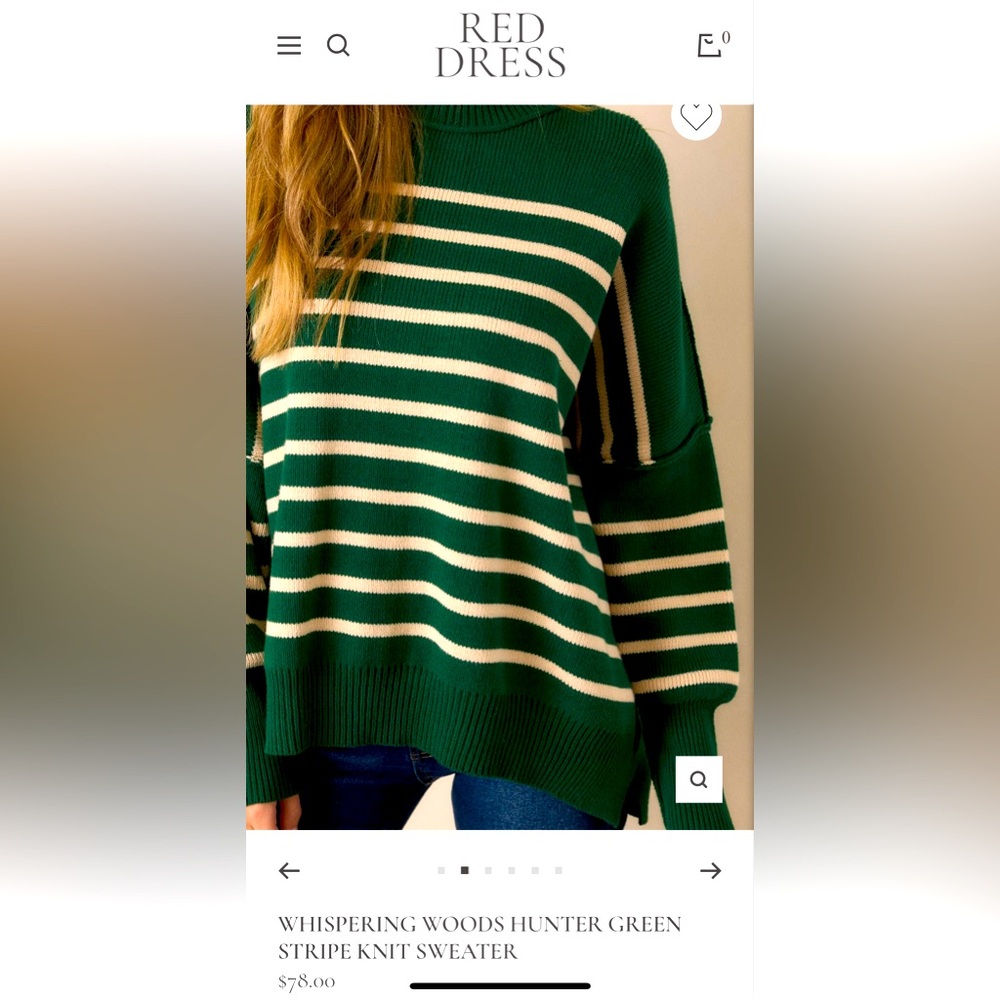 Green and cream striped sweater